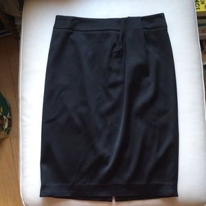 Talbots Silky Black Ruched Detail Pencil Skirt